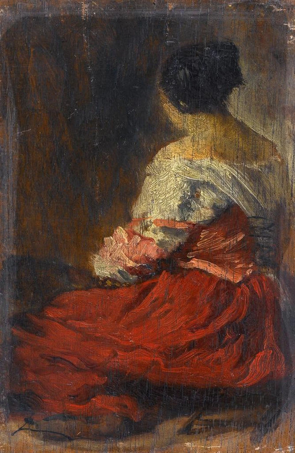 La jupe rouge - Félix Ziem — framed artwork on a wall