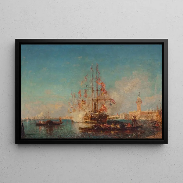 The cannon shot - Félix Ziem — framed artwork on a wall