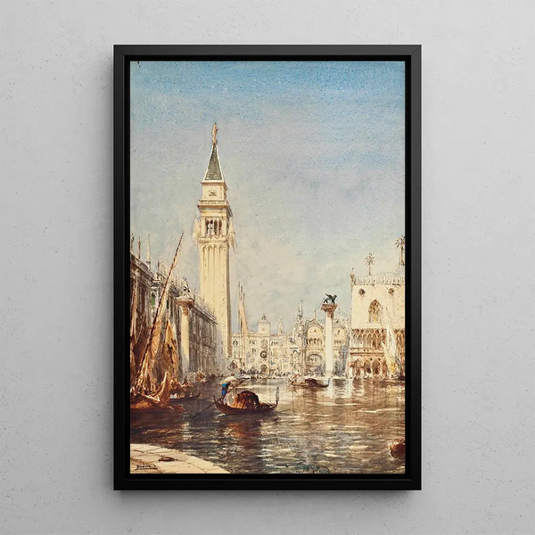 Le Môle et la Piazzetta inondation - Félix Ziem — framed artwork on a wall