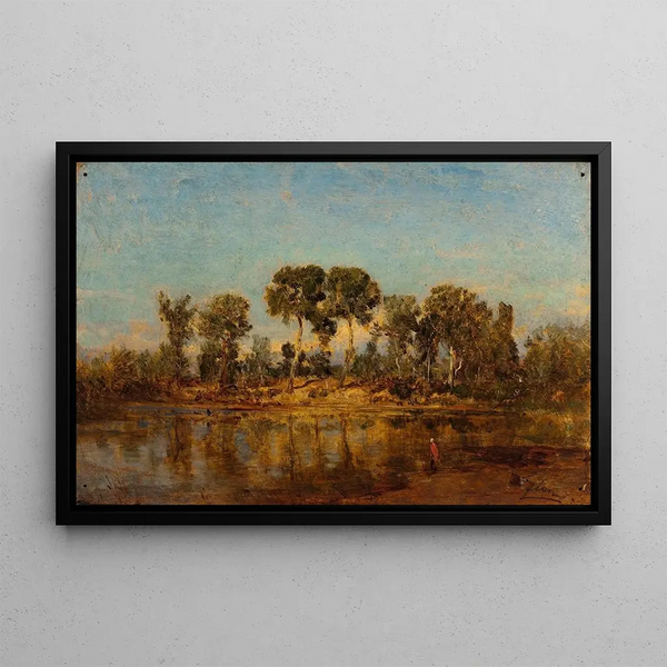 The Rhône between Arles and Avignon - Félix Ziem — framed artwork on a wall