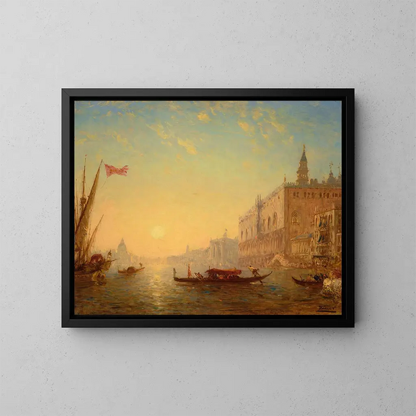 The basin seen from the Esclavons quay - Félix Ziem — framed artwork on a wall