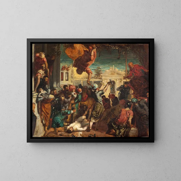 The miracle of the slave, copy after Tintoret, or The martyrdom of Saint Mark - Félix Ziem — framed artwork on a wall