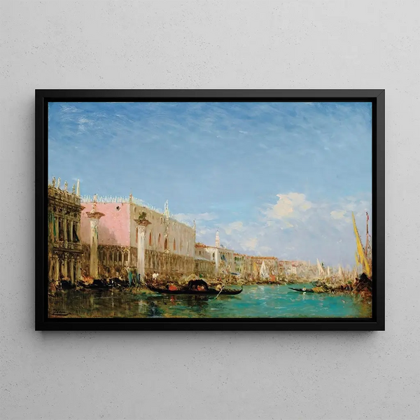 Le quai des esclaves, Venice - Félix Ziem — framed artwork on a wall