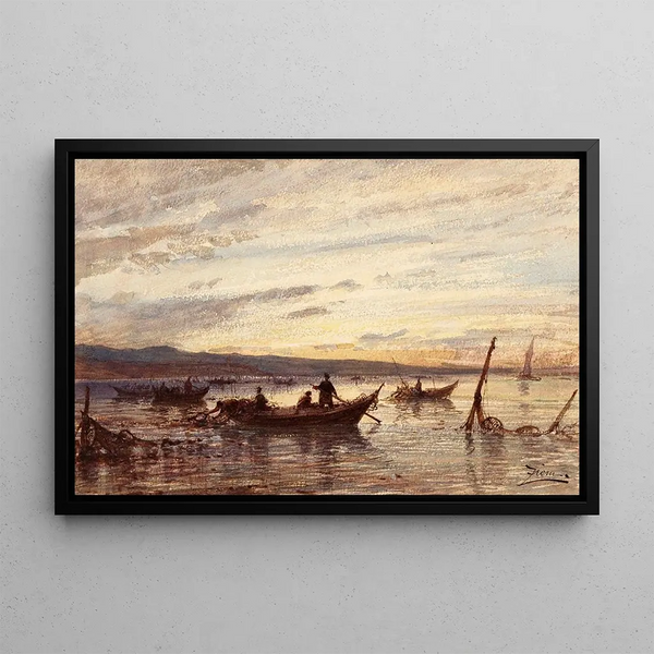 Les Pêcheurs de Martigues - Félix Ziem — framed artwork on a wall