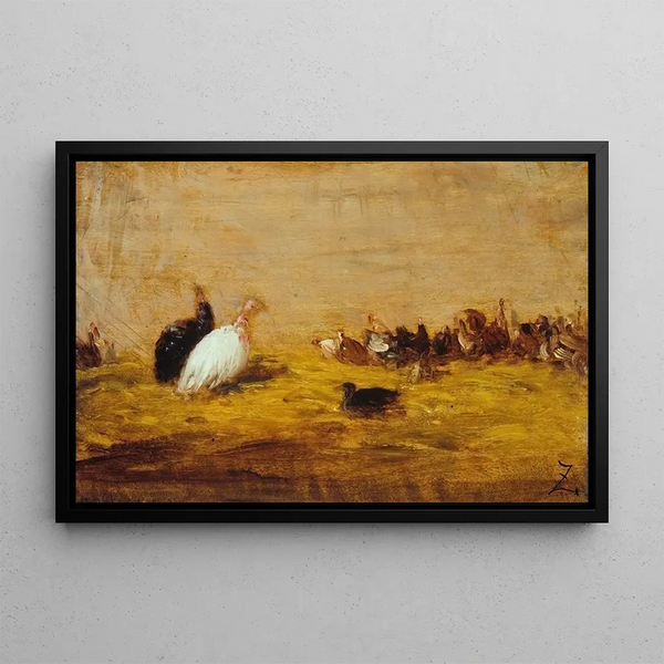 Les Dindons - Félix Ziem — framed artwork on a wall