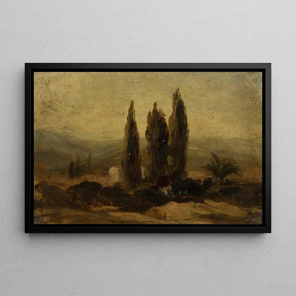 Les Trois cyprès - Félix Ziem — framed artwork on a wall