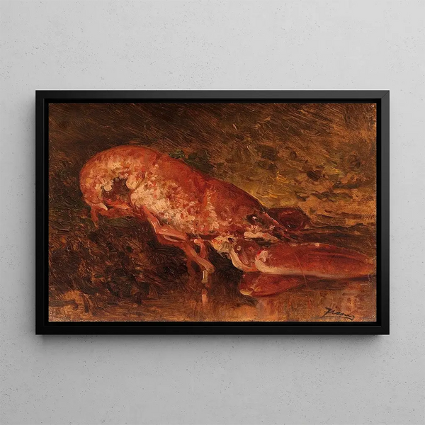Still life with lobster - Félix Ziem — framed artwork on a wall