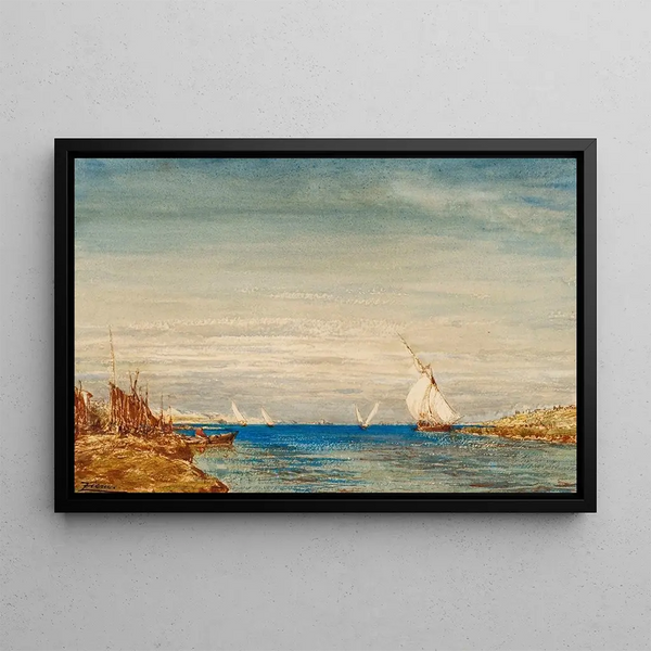 Fishermen - Félix Ziem — framed artwork on a wall