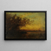 Water body at sunset painting with two studies on the back - Félix Ziem — framed artwork on a wall
