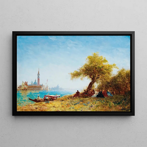 Rest in the Countryside near Venice - Félix Ziem — framed artwork on a wall