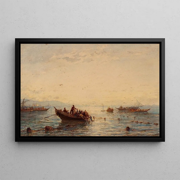 Sausset, tuna fishing - Félix Ziem — framed artwork on a wall