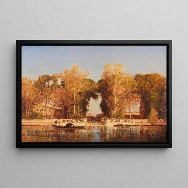Les jardins français à Venise - Félix Ziem — framed artwork on a wall