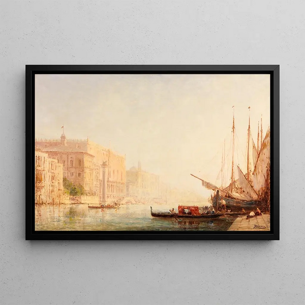 Venice painting, canal scene - Félix Ziem — framed artwork on a wall