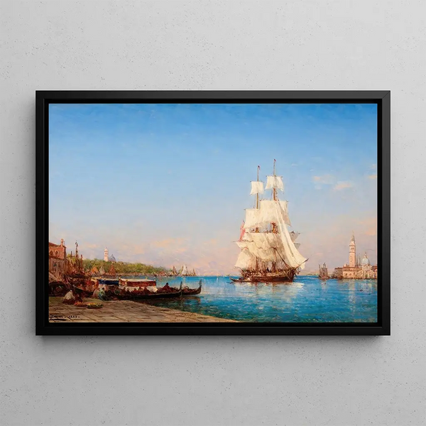 Venice a sailing boat - Félix Ziem — framed artwork on a wall