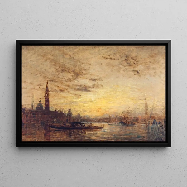 Venice, La Giudecca at dusk - Félix Ziem — framed artwork on a wall