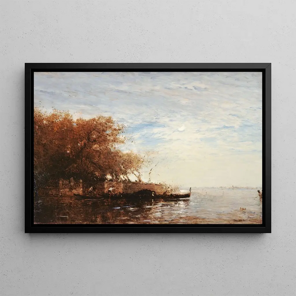 Venice, the French Garden by moonlight - Félix Ziem — framed artwork on a wall