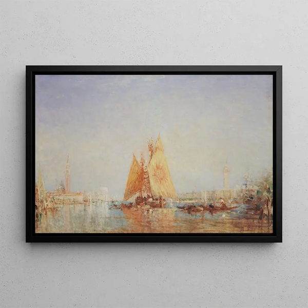 Venice Trabaccolo The Yellow Sail - Félix Ziem — framed artwork on a wall