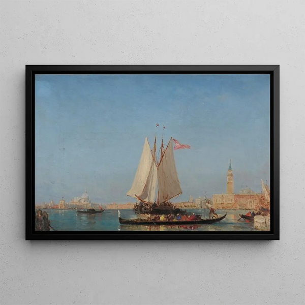 Venice the Entrance of the Grand Canal - Félix Ziem — framed artwork on a wall