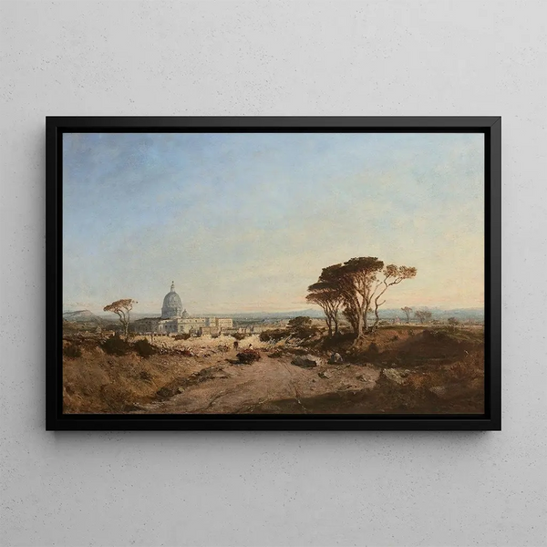 View of Rome and the Arrival towards the Vatican - Félix Ziem — framed artwork on a wall