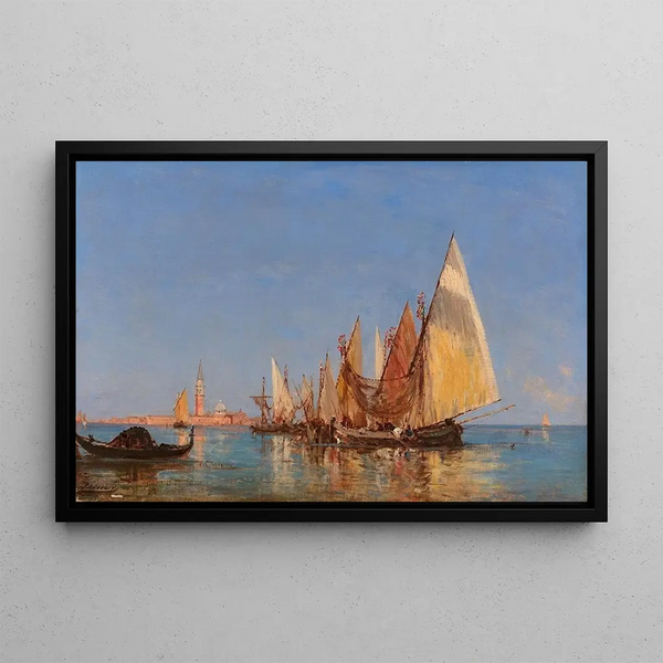 View of Venice with San Giorgio Maggiore - Félix Ziem — framed artwork on a wall