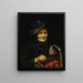 Portrait of a woman with oranges - Flora Thomas McCaig — framed artwork on a wall