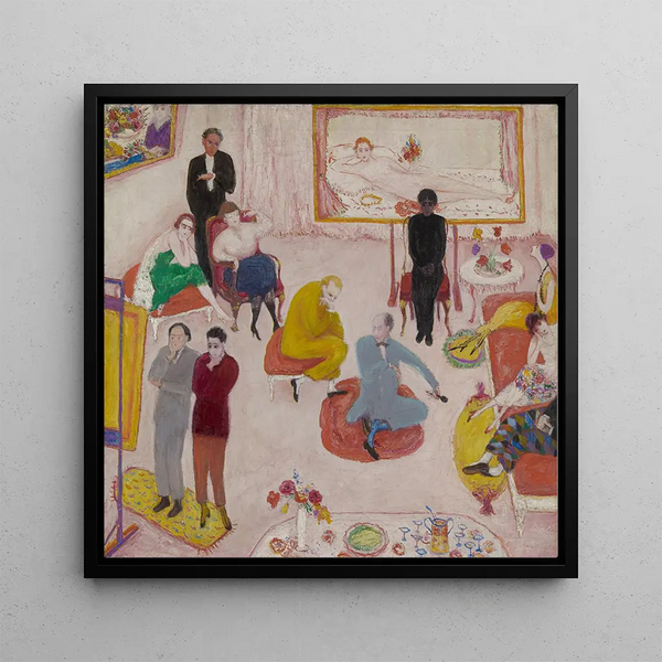 Evening Studio Party - Florine Stettheimer — framed artwork on a wall