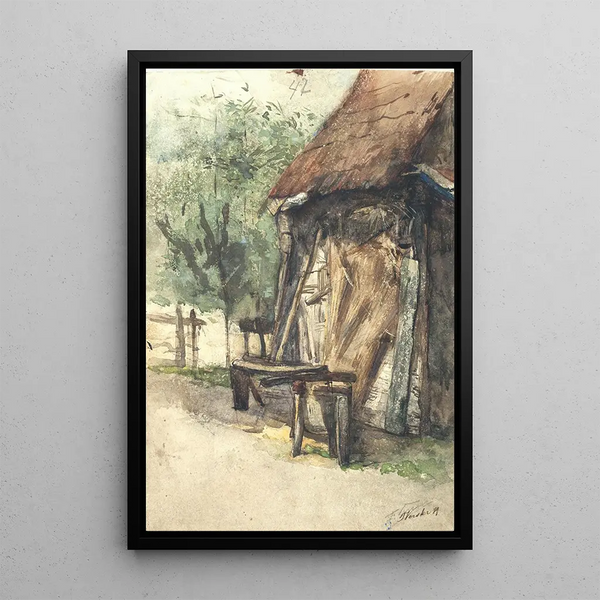 Barn with Hayloft and Workbench - Floris Verster — framed artwork on a wall