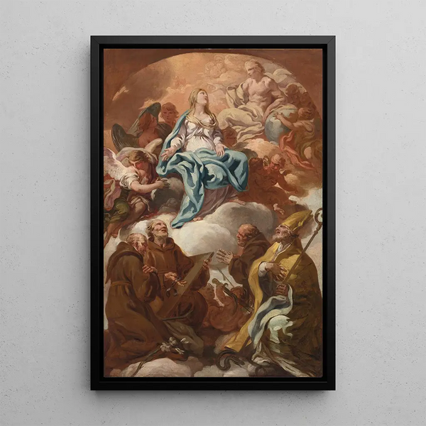 Adoration of the Virgin - School of Corrado Giaquinto — framed artwork on a wall