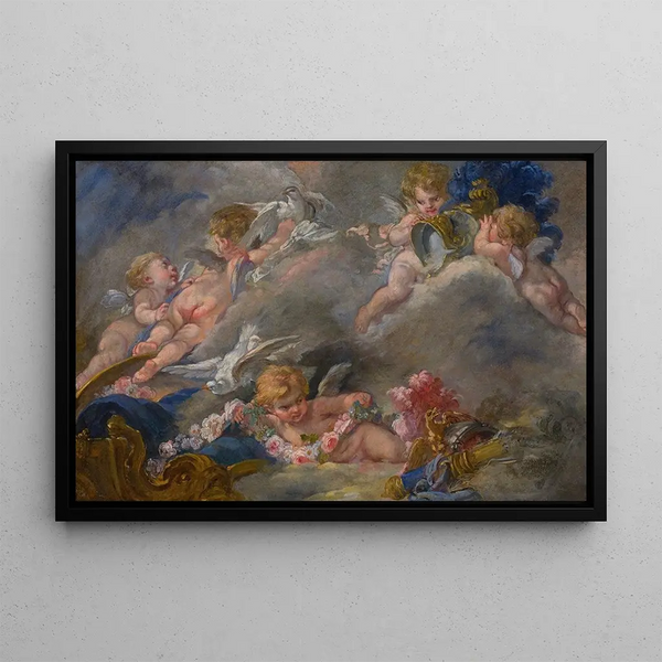 Putti - School of François Boucher — framed artwork on a wall