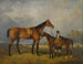 a Stableman with his horse holding his master's horse - School of William Barraud — artwork view