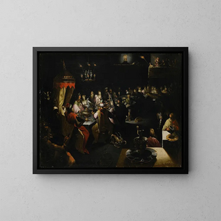 The Feast of Balthazar - School of Jan Harmensz Muller — framed artwork on a wall