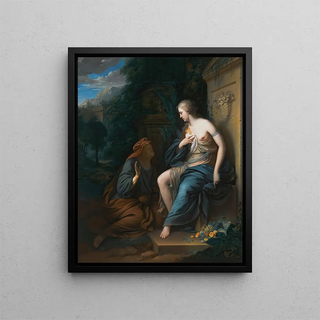 Vertumne and Pomone - School of Adriaen van der Werff — framed artwork on a wall