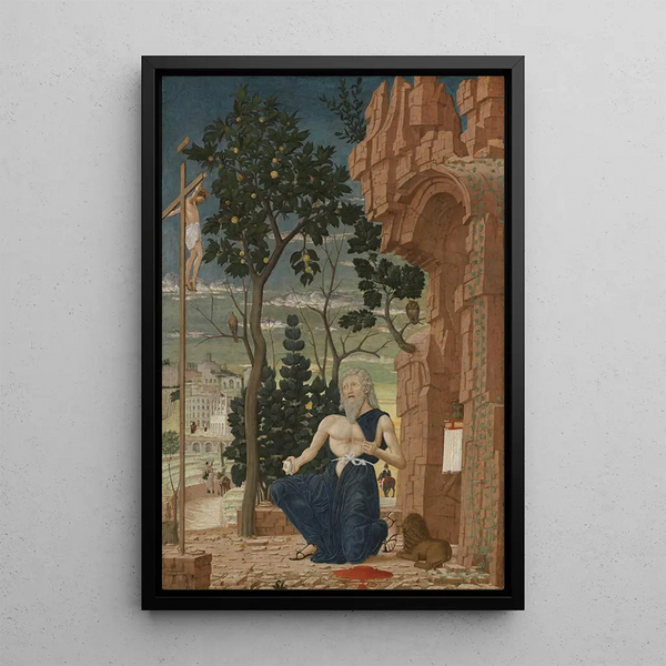 Saint Jerome in the Desert - School of Andrea Mantegna — framed artwork on a wall