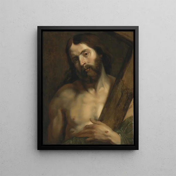 The Christ with the Cross - School of Antoine van Dyck — framed artwork on a wall