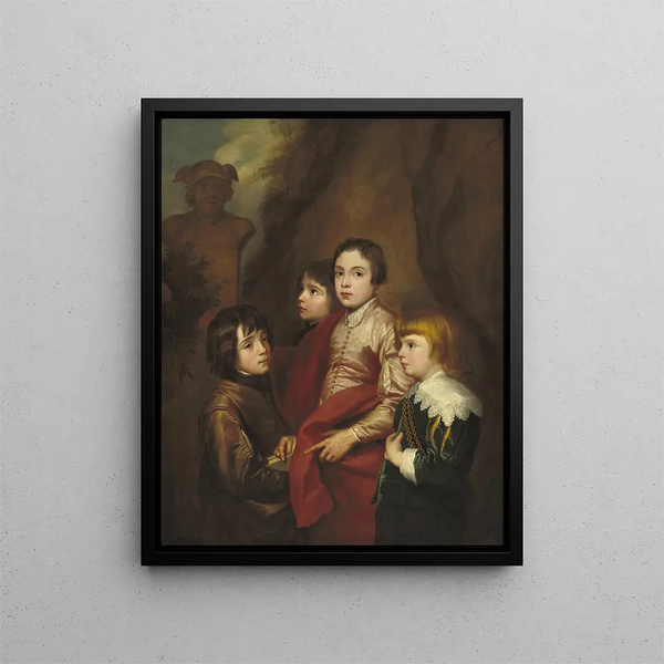 Group of Four Boys - School of Antoine van Dyck — framed artwork on a wall