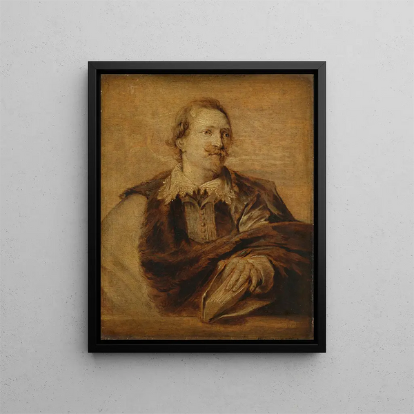 Portrait painting of Jan Gaspar Gevaerts 1593-1666 - School of Antoine van Dyck — framed artwork on a wall