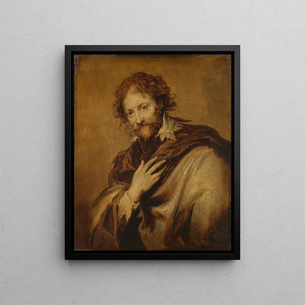 Portrait painting of Pierre Paul Rubens 1577-1640 - School of Antoine van Dyck — framed artwork on a wall