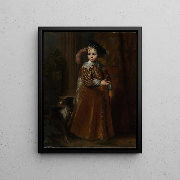Portrait painting of William II, Prince of Orange-Nassau - School of Antoine van Dyck — framed artwork on a wall