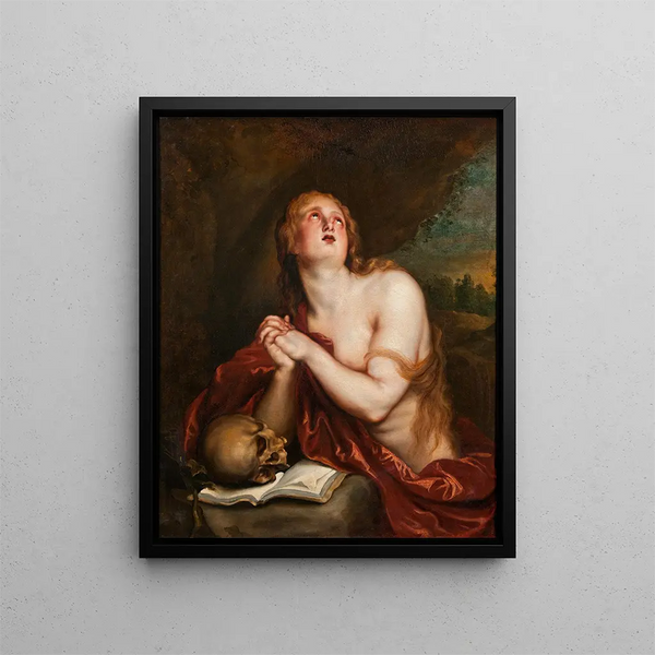 La Madeleine pénitente - School of Antoine van Dyck — framed artwork on a wall