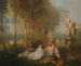 a fête galante with a statue of Venus - School of Antoine Watteau — artwork view
