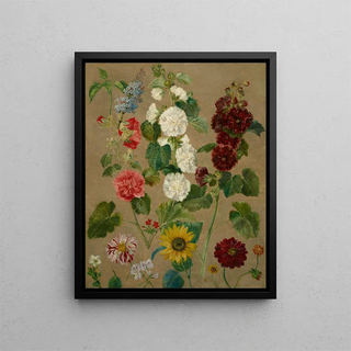 Flowers without title - Eugène Delacroix School — framed artwork on a wall