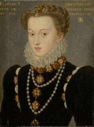 Portrait of Elisabeth of Austria, wife of King Charles IX of France - François Clouet School — artwork view
