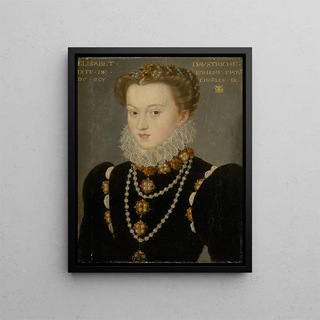 Portrait of Elisabeth of Austria, wife of King Charles IX of France - François Clouet School — framed artwork on a wall
