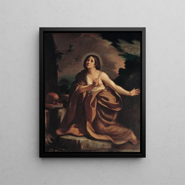 Madeleine Penitent - School of Guercino — framed artwork on a wall