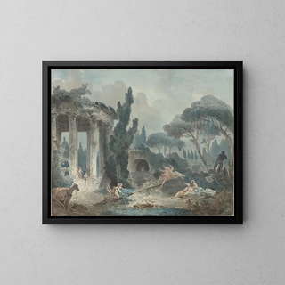 The Swing - School of Hubert Robert — framed artwork on a wall