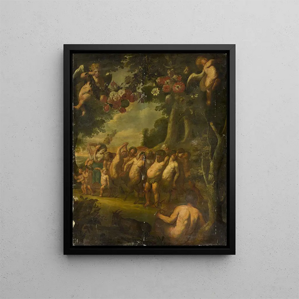 Procession of Bacchus - School of Jacob Jordaens — framed artwork on a wall