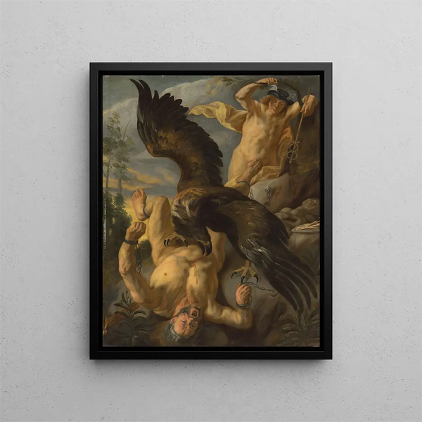 Prometheus Bound - School of Jacob Jordaens — framed artwork on a wall