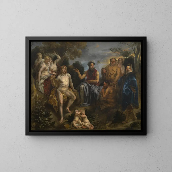 The Judgment of Midas - School of Jacob Jordaens — framed artwork on a wall