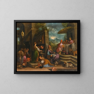 The Supper at Emmaus - School of Jacopo da Ponte — framed artwork on a wall