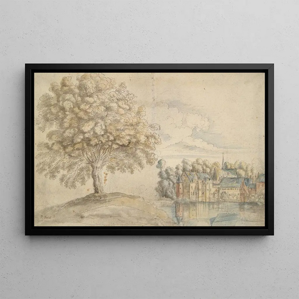 Abbey of Groenendael near Brussels - School of Jan Brueghel the Elder — framed artwork on a wall